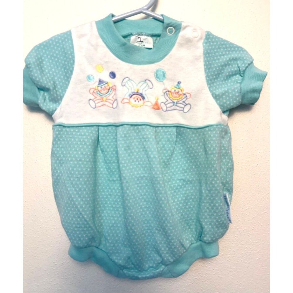 Vintage Baby romper with clown embroidery